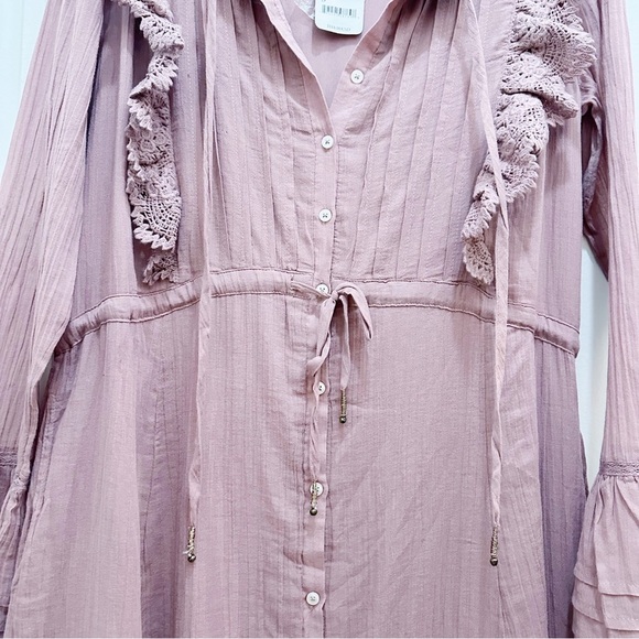 Free People Mauve Button-Down Midi Dress - Picture 7 of 10